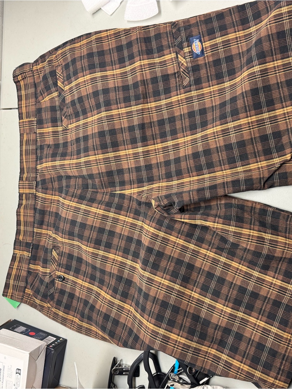 Dickies Brown and Yellow Plaid Work Pants